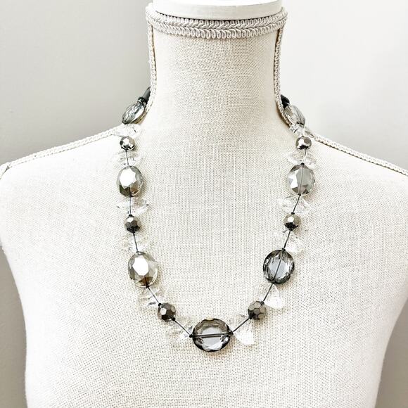 Stella & Dot Claire Faceted Glass Bead Ribbon Adjustable Necklace - Picture 2 of 7